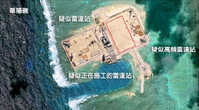 Trung Quốc xây dựng bất hợp pháp trạm radar cao tần ở đá Châu Viên, quần đảo Trường Sa, Việt Nam.