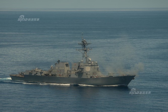 Tàu tuần dương Aegis USS Chancellorsville CG-62 Hải quân Mỹ tuần tra trên Biển Đông. Nguồn ảnh: Thời báo Hoàn Cầu, Trung Quốc.