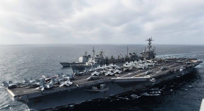Tàu sân bay động cơ hạt nhân USS John C Stennis, Hải quân Mỹ trên Biển Đông. Nguồn ảnh: Thời báo Hoàn Cầu, Trung Quốc.