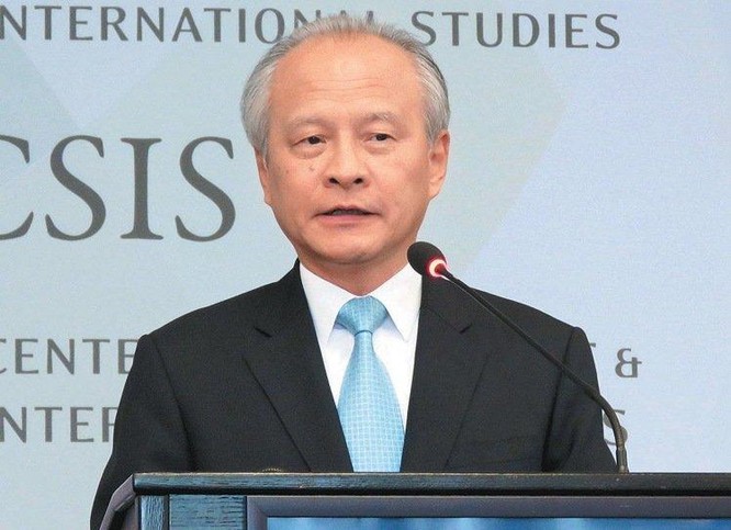 Đại sứ Trung Quốc tại Mỹ, ông Thôi Thiên Khải phát biểu tại Trung tâm nghiên cứu chiến lược và quốc tế (CSIS) ở Washington, Mỹ ngày 12/7/2016. Ảnh: UDN Đài Loan.