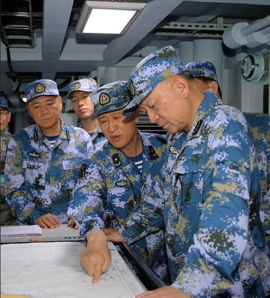 Trong cuộc tập trận của Hải quân Trung Quốc từ ngày 5 - 11/7/2016, có tới 4 Thượng tướng đến hiện trường chỉ đạo trực tiếp. Ảnh: Sina Trung Quốc.