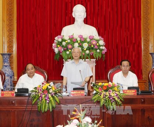 Tổng Bí thư Nguyễn Phú Trọng phát biểu tại lễ công bố. Ảnh: Trí Dũng/ TTXVN
