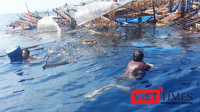 Tàu cá QNa 95959 TS cùng 34 ngư dân Quảng Nam bị tàu lạ đâm chìm trên biển .