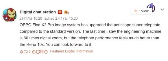 Oppo Find X2 Pro dự kiến sẽ được ra ra mắt trong tháng tới với khả năng zoom kỹ thuật số lên tới 60x ảnh 1