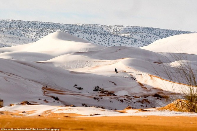 Chuyện lạ: Tuyết rơi phủ trắng một vùng sa mạc Sahara ảnh 1