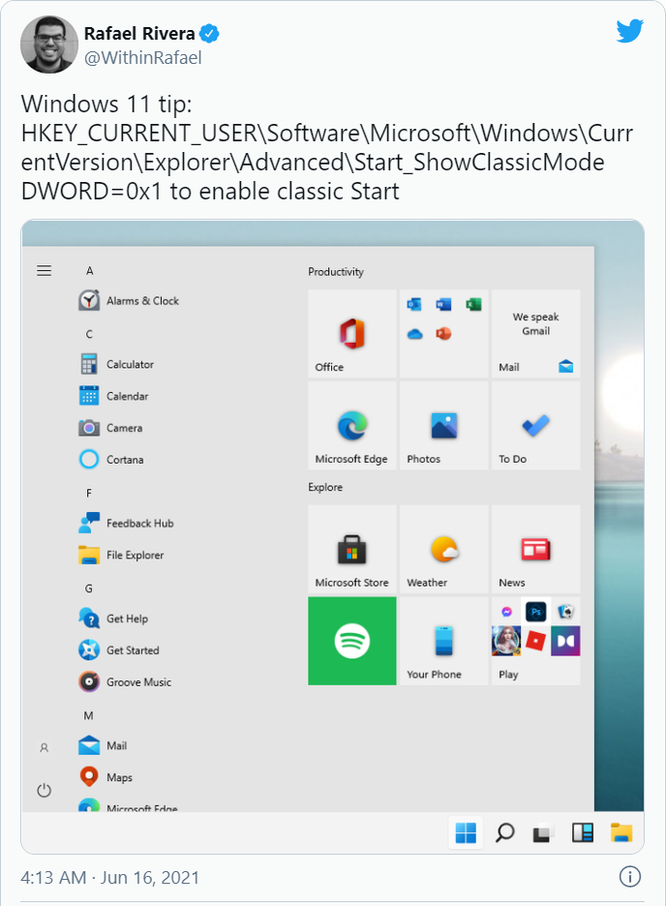Cách "bí mật" để chuyển Start Menu về lại như Windows 10 trên Windows 11 ảnh 1