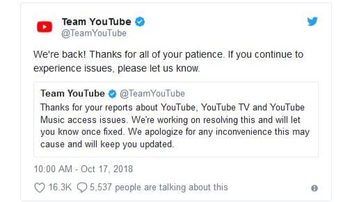 Người dùng YouTube nhận được quà bồi thường từ sự cố sập mạng tuần trước ảnh 1