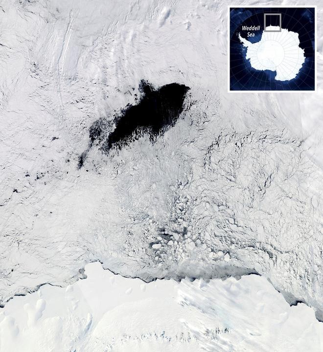 Hố polynya khổng lồ trên vùng biển Weddell Nam Cực