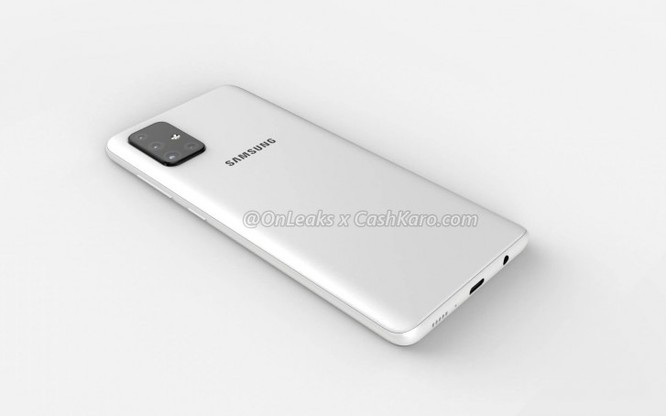 Xuất hiện hình ảnh render Samsung Galaxy A71: Cụm 4 camera hình chữ L, màn hình AMOLED Infinity-O