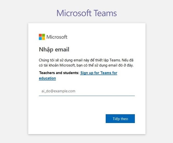 Người dùng sẽ nhập email vào, nếu email đã từng dùng để đăng ký tài khoản Microsoft thì chúng ta chỉ cần nhập mật khẩu để đăng nhập.