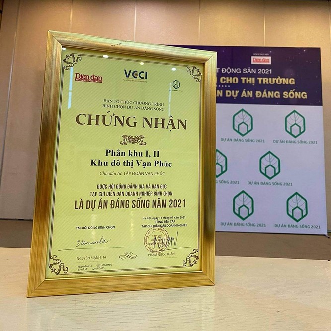 Van Phuc City nhận giải thưởng Dự án đáng sống năm 2021 ảnh 1