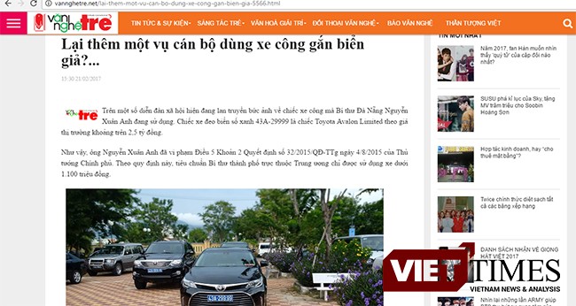 VietTimes, Bí thư Đà Nẵng, Nguyễn Xuân Anh, Thành ủy, thông tin đi xe biển giả, 43A-299.99
