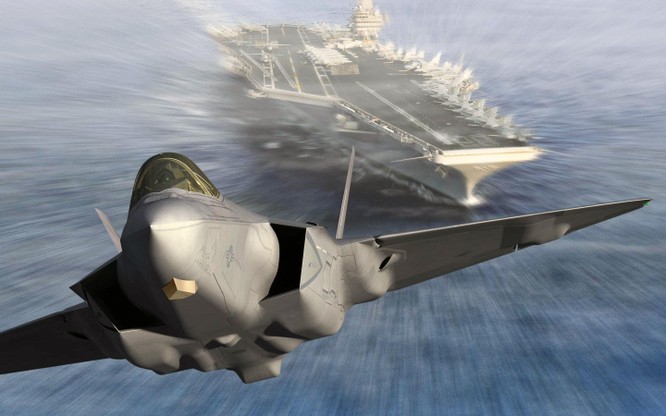 Chiến đấu cơ tàng hình F-35 xuất kích từ tàu sân bay Mỹ