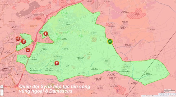 Quân đội Syria tiếp tục tấn công diệt phe thánh chiến ở ngoại ô Damascus ảnh 1