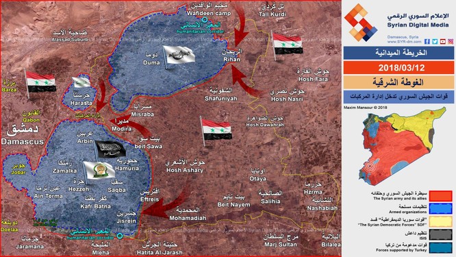 “Quả đấm thép” Syria cắt Đông Ghouta thành 3 “nồi hầm”, hệ thống phòng ngự thánh chiến sụp đổ ảnh 1