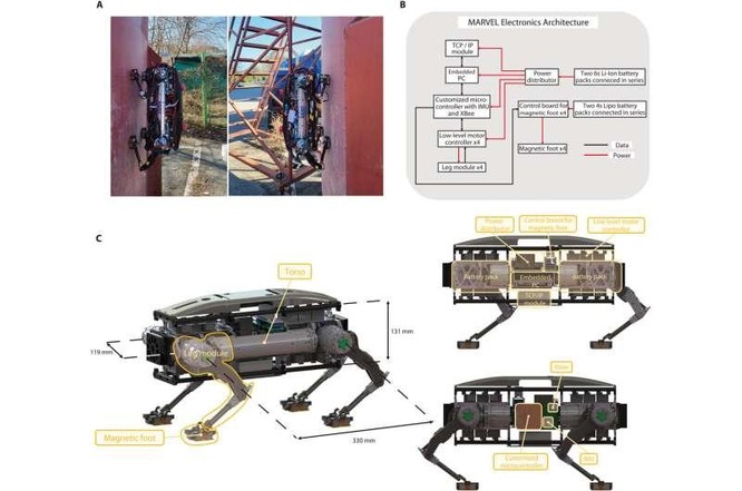 Robot 4 chân có khả năng leo tường, trần cấu trúc kim loại như bồn chứa dầu lớn ảnh 1