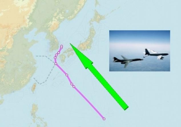 Máy bay ném bom chiến lược B-1B Mỹ tham gia tập trận chung với Hàn Quốc. Ảnh: Guancha.