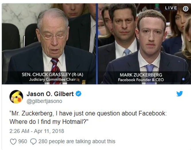 Cư dân mạng 'chế' ảnh gây cười về cuộc điều trần của Mark Zuckerberg trước Quốc hội ảnh 3