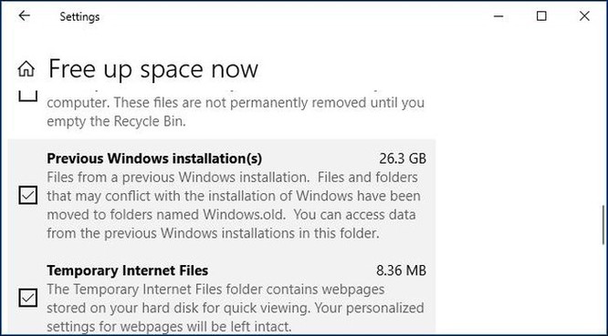 Cách giải phóng 10GB dung lượng ổ đĩa sau khi cài bản cập nhật April 2018 của Windows 10 ảnh 4