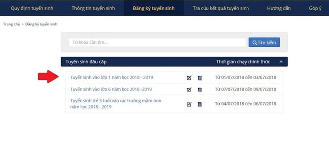 Hướng dẫn đăng ký tuyển sinh lớp 1 trực tuyến ở Hà Nội năm học 2018-2019 ảnh 2