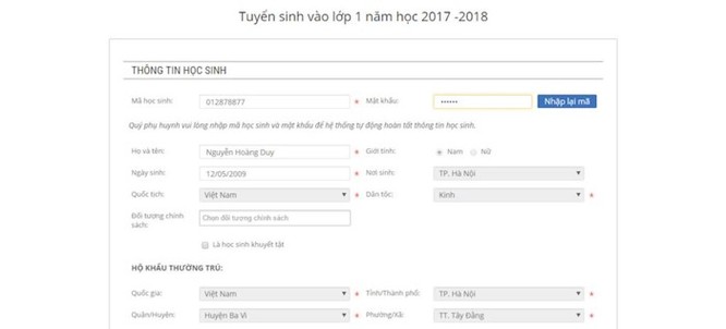 Hướng dẫn đăng ký tuyển sinh lớp 1 trực tuyến ở Hà Nội năm học 2018-2019 ảnh 3