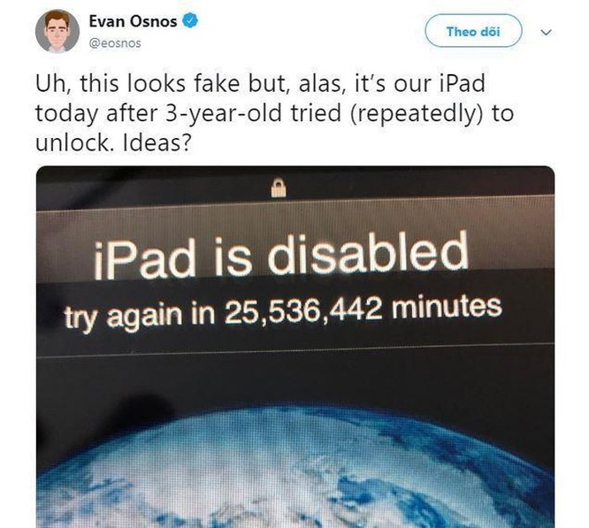 iPad bị khóa hơn 48 năm vì cậu bé 3 tuổi nhập sai mật khẩu ảnh 1