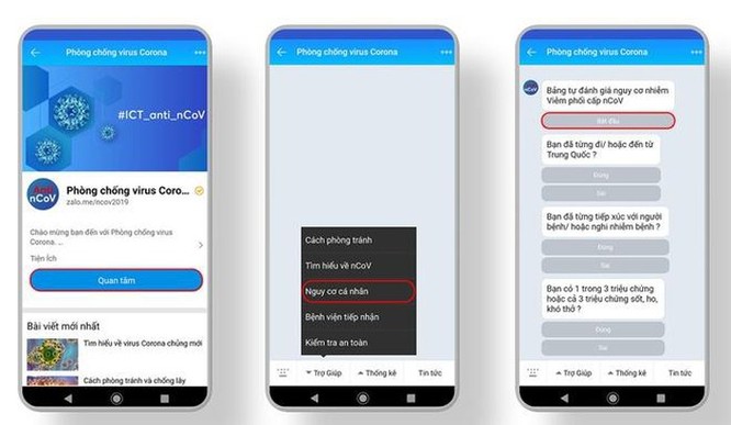 Kiểm tra nguy cơ nhiễm virus corona qua chatbot Zalo ảnh 1