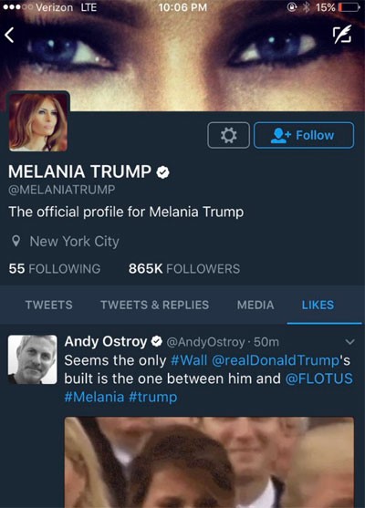 Melania Trump vừa “thích” một tweet có nội dung bà rất ghét chồng ảnh 1
