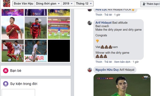Người hâm mộ Indonesia tấn công trang facebook Đoàn Văn Hậu ngay sau trận đấu ảnh 1