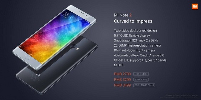Xiaomi Mi Note 2 chính thức: màn hình cong giống Note 7, camera 22.56 MP ảnh 4