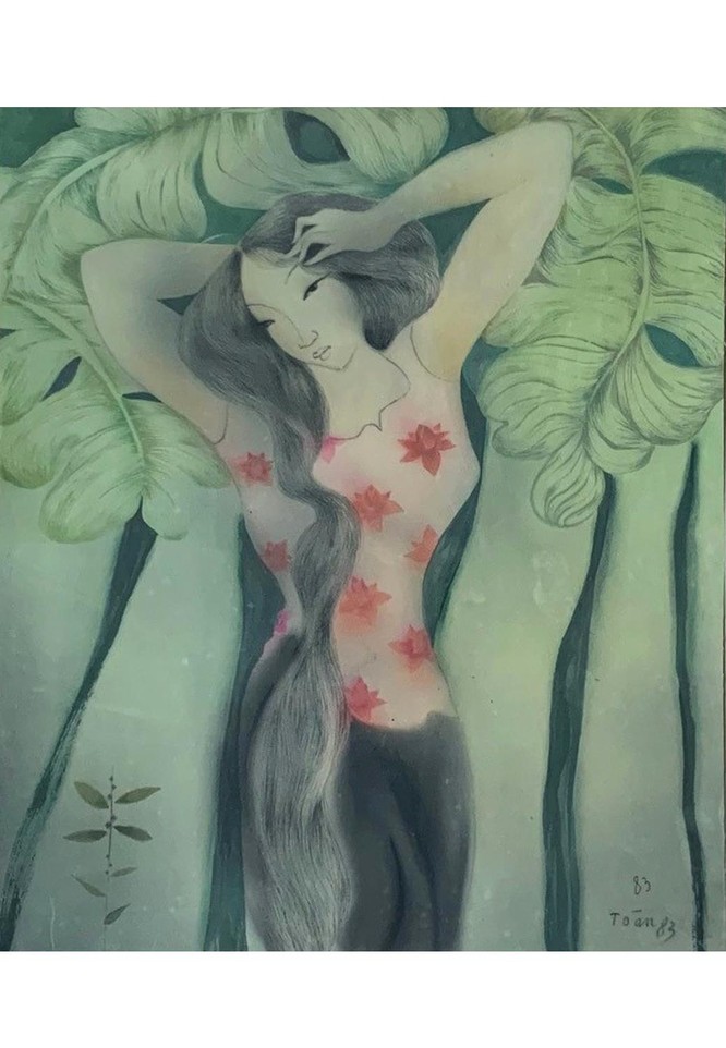 Chải tóc. 1983. Lụa. 46 x 39 cm