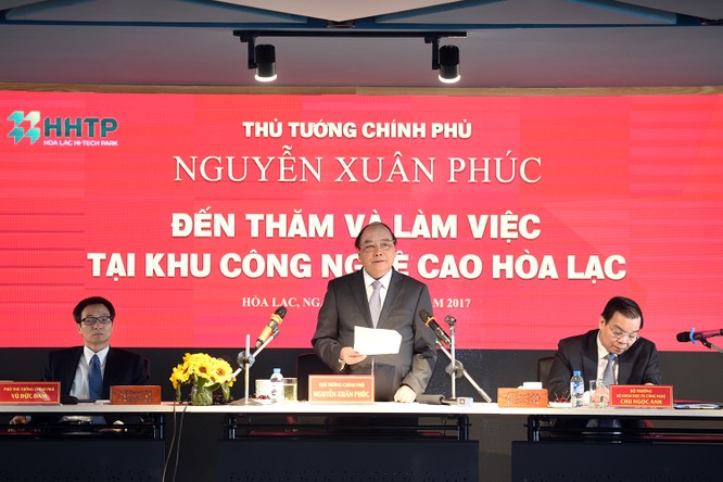 Thủ tướng làm việc với Ban quản lý Khu CNC Hoà Lạc vào ngày 16/2.
