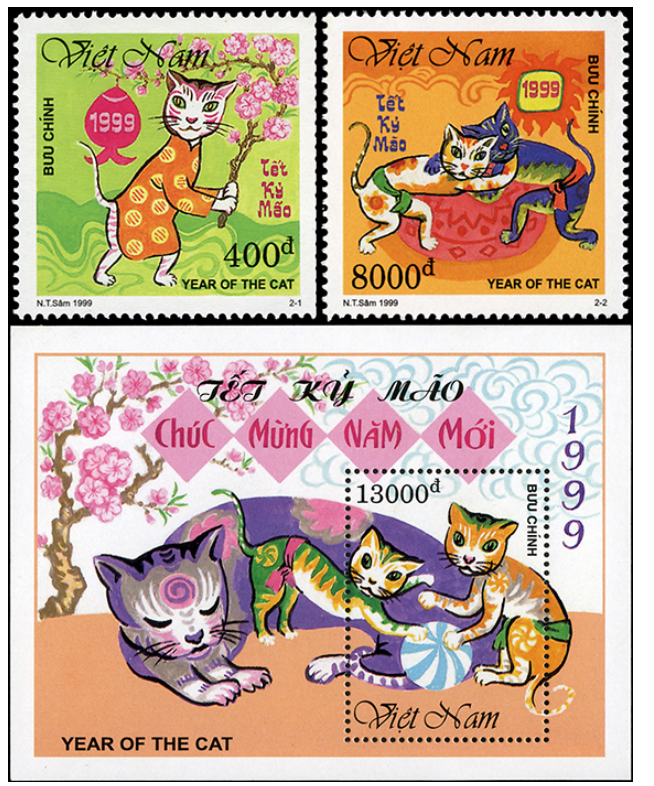 Tết Quý Mão, ngắm mèo trên tem Bưu chính Việt Nam ảnh 5