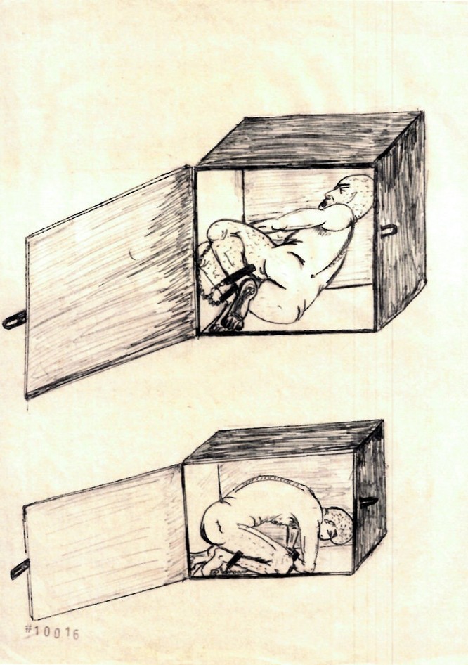 Tù nhân bị nhốt trong những chiếc hộp nhiều kích cỡ để tạo sự đau đớn cho cơ thể (Ảnh: NYT)