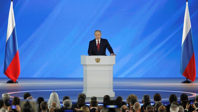 Tổng thống Putin đọc Thông điệp Liên bang ngày 15/1 (Ảnh: France24)