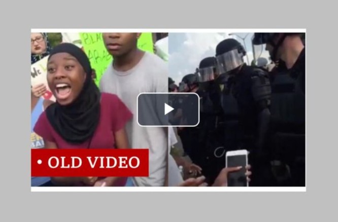 Đoạn clip này thực chất được quay trong cuộc biểu tình ở Baton Rouge năm 2016 (Ảnh: BBC)