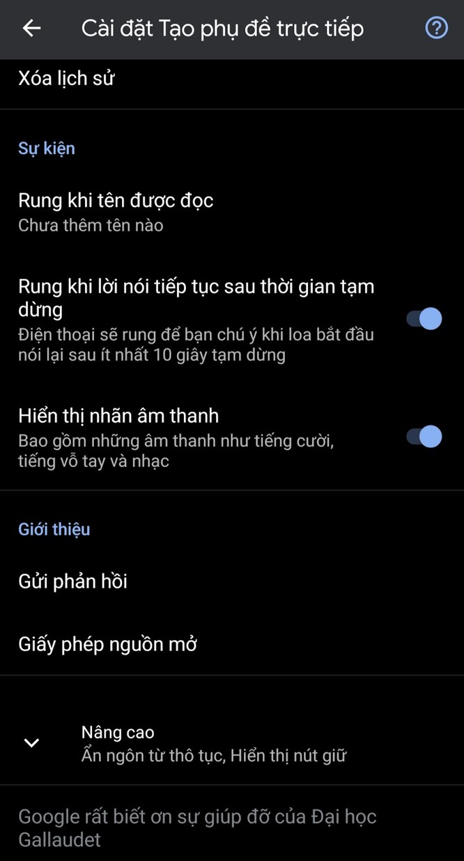Thiết lập các tính năng khác trong phần cài đặt