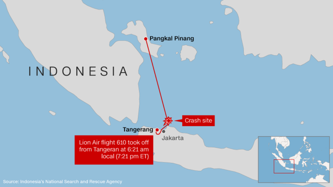189 người mất tích trên máy bay Indonesia Lion Air rơi khi bay từ Jakarta tới Pangkal Pinang ảnh 2