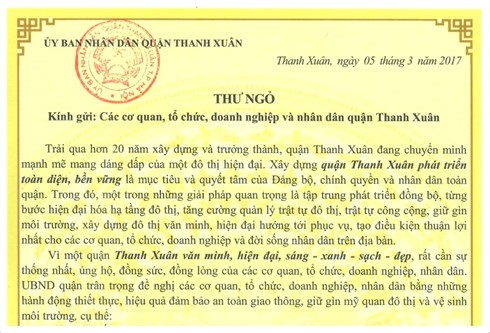 Chủ tịch quận Thanh Xuân, Hà Nội viết thư đề nghị trả lại vỉa hè ảnh 1