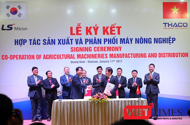 ​Sáng 17/1, Thaco Trường Hải đã ký kết hợp tác sản xuất và phân phối máy nông nghiệp với Tập đoàn LS'Mtron, một tập đoàn sản xuất máy nông nghiệp lớn nhất Hàn Quốc