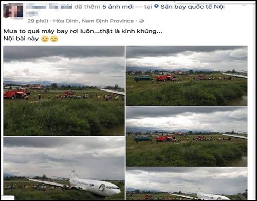 Hình ảnh máy bay rơi được đăng lên mạng xã hội.