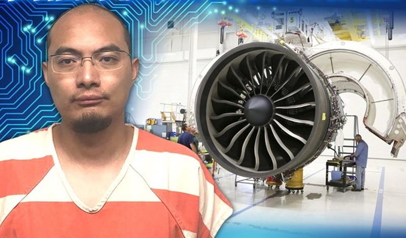 Hứa Ngạn Quân bị bắt và cáo buộc tìm cách đánh cắp công nghệ vật liệu hợp kim dùng chế tạo cánh quạt của động cơ turbine của GE Avation