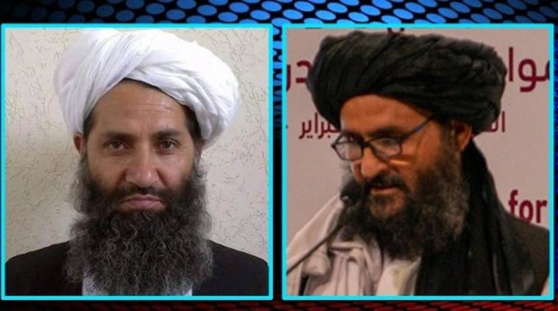 Hai nhà lãnh đạo chủ chốt của chính quyền Taliban trong tương lai: "Lãnh tụ tối cao" Haibatullah Akhundzada (trái) và "Tổng thống" Abdul Ghani Baradar (Ảnh: Đông Phương). 
