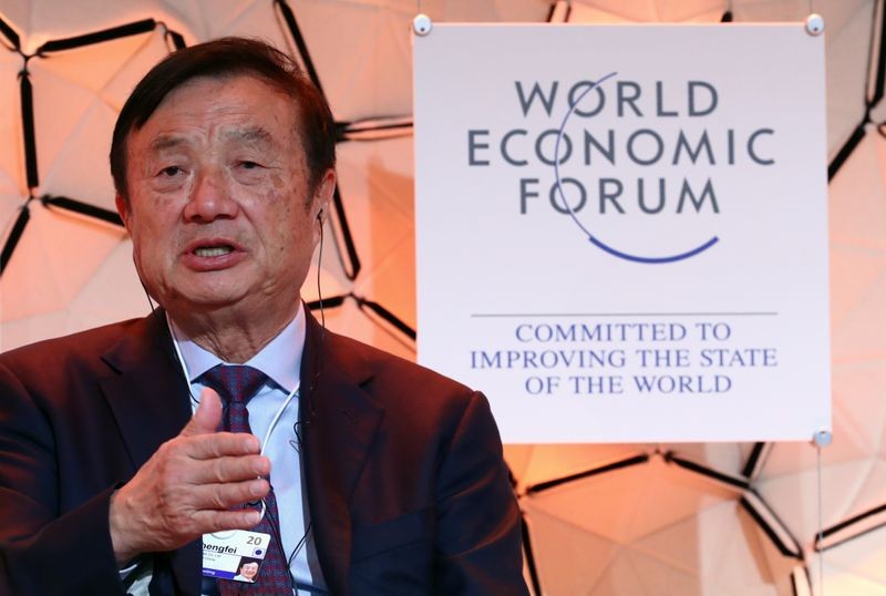 CEO, nhà sáng lập Huawei - ông Nhậm Chính Phi phát biểu tại cuộc họp thường niên lần thứ 50 của Diễn đàn Kinh tế Thế giới (WEF) ở Davos, Thụy Sĩ, ngày 21/1/2020.
