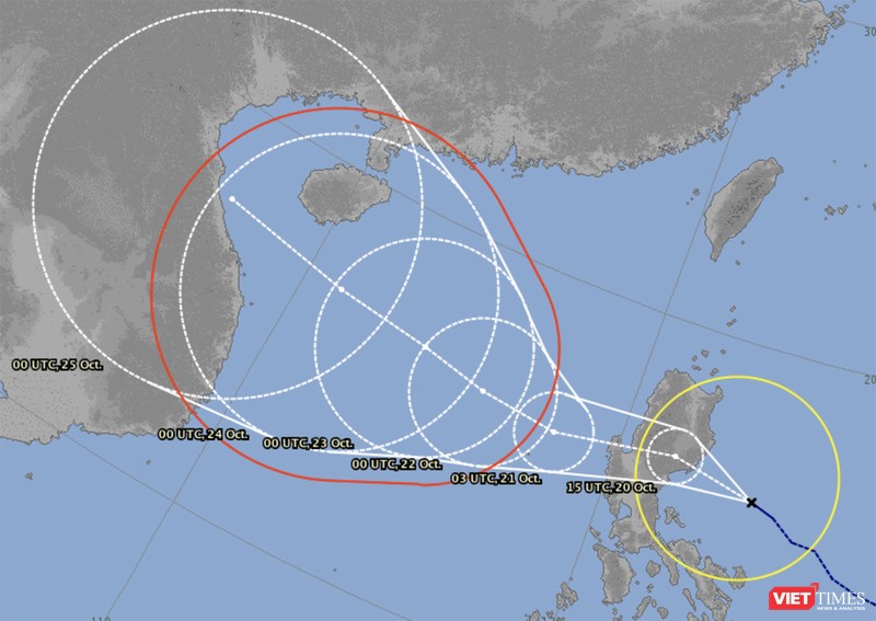 Bản đồ dự báo diễn biến bão số 8 (bão Saudel) của cơ quan khí tượng Nhật Bản