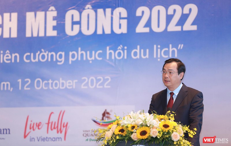 Ông Nguyễn Trùng Khánh - Tổng Cục trưởng Tổng cục Du lịch, Bộ VH-TT&DL Việt Nam phát biểu tại Diễn đàn Du lịch Mê Công 2022 tổ chức tại Quảng Nam