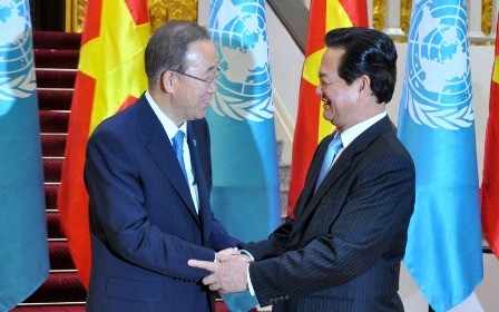 Thủ tướng Nguyễn Tấn Dũng và Tổng Thư ký Liên Hợp Quốc Ban Ki-moon - Ảnh: VGP 