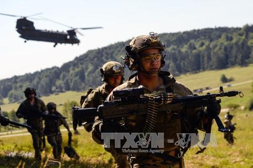 Binh sĩ các nước NATO tham gia cuộc tập trận ở Hohenfels, miền Nam nước Đức ngày 26/8. Ảnh: AFP/TTXVN