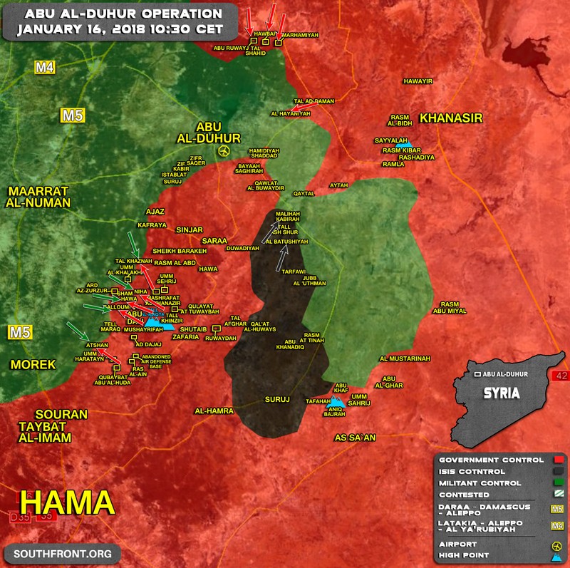 Các mũi tiến công của quân đội Syria trên khu vực chiến trường phía nam tỉnh Idlib và giáp ranh phía bắc Hama - ảnh South Front