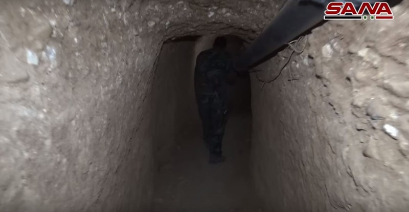 Đường hầm của lực lượng Hồi gióa cực đoan ở quận Yalda, ngoại ô Damascus. Ảnh minh họa Masdar News